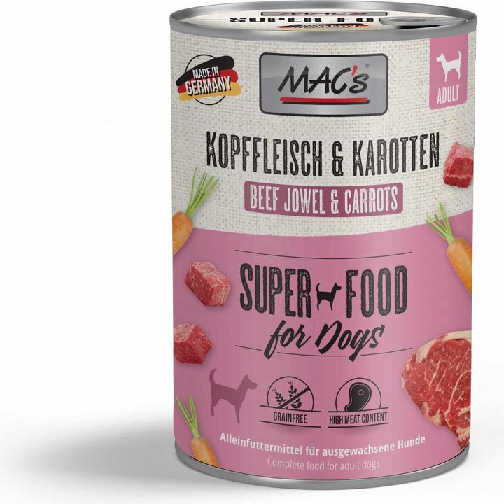 Actual product image MAC's DOG Kopffleisch & Karotten (Adult, 6 pcs., 800 g)