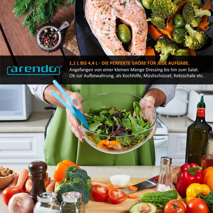 Produktbild Arendo Salatschüssel 3er Set mit Deckel (27 cm, 4.40 l, 3 x)