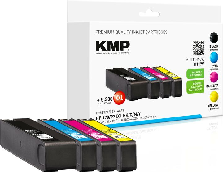 KMP Tinte remplacé HP970/971XL (CN625AE, CN626AE, CN627AE, CN628AE) (M, C, Y, CF)