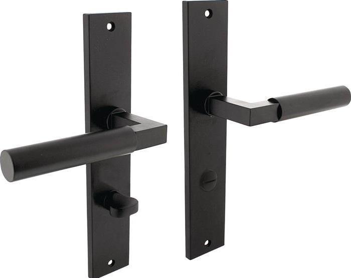 Intersteel Langschildschildgarnitur Baustil Zamak F71 schwarz WC 72 mm DIN links / rechts (Türgarnitur)