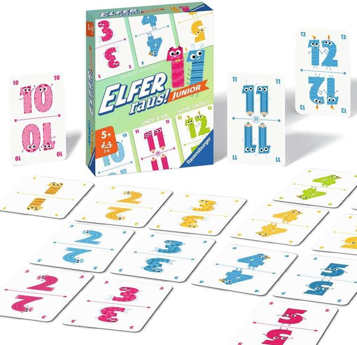 Productafbeelding Ravensburger 20947 Elfer Raus! Junior - kaartspel 2 - 6 spelers, spel vanaf 5 jaar voor kinderen (Frans, Duits)