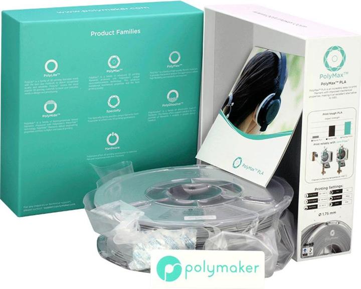 Produktbild Polymaker PA06003 PolyMAX Tough Filament hohe Steifigkeit, hohe Zugfestigkeit (PLA, 1.75 mm, 750 g, Grau)