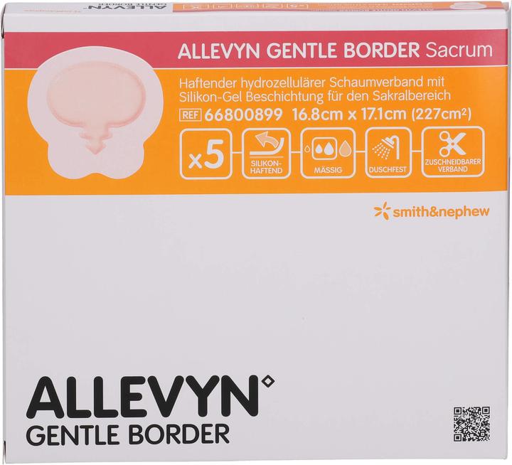 Actual product image Allevyn Gentle Border Sacrum 16.8x17.1cm (1995.61 ml)