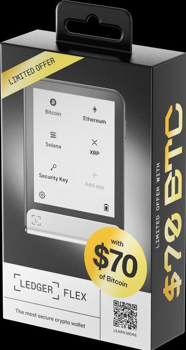 Actual product image Ledger Flex + 70$ BTC Voucher (Litecoin, Bitcoin, Cardano, Others, Dogecoin, TRON, Ethereum Classic, Ripple, Bitcoin cash)
