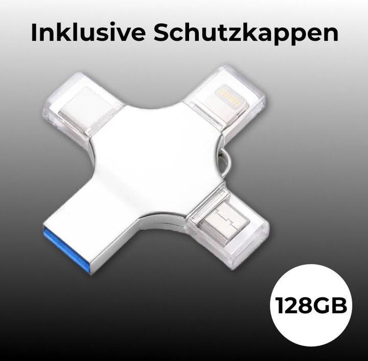 Image du produit Hermex Clé USB 4 en 1 Clé Lightning Clé de données Lecteur flash USB Drive (128 Go, USB-C)