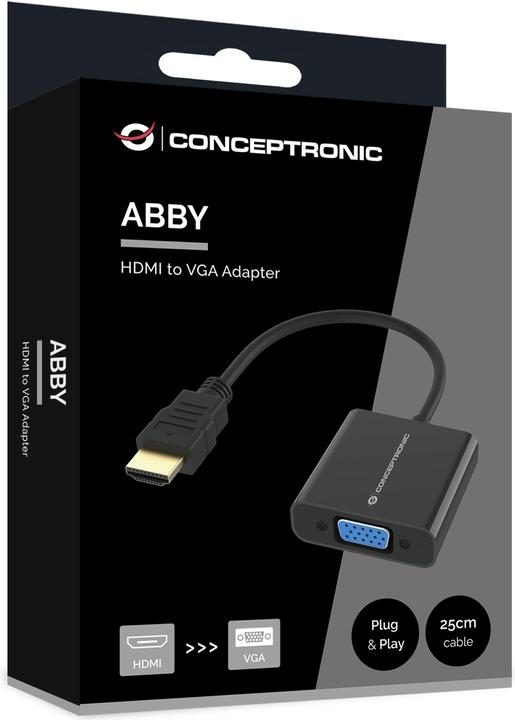 Actual product image Conceptronic Adapter HDMI -> VGA 1080P 60Hz 0.25m bw (HDMI, 25 cm)