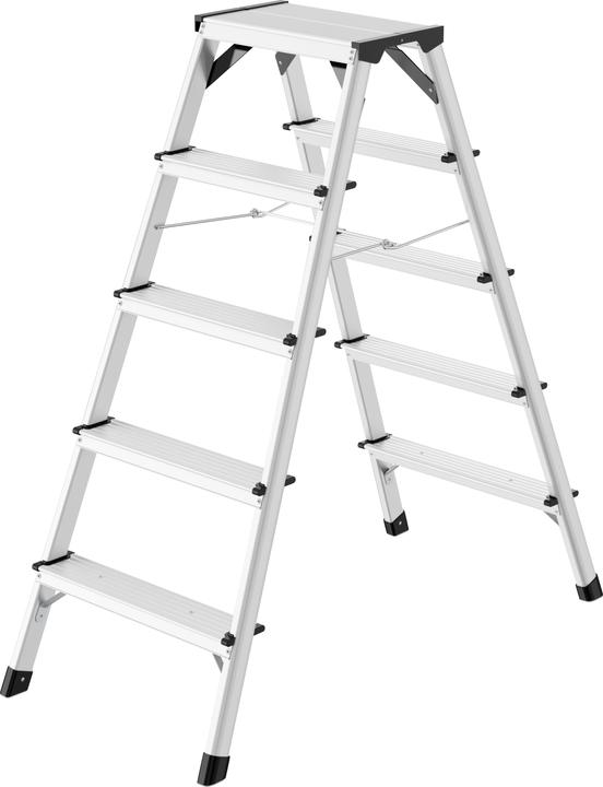 Produktbild Hailo D60 StandardLine, Alu-Sicherheits-Doppelstufenleiter, 2 x 5 Stufen (Trittleiter, 265 cm)