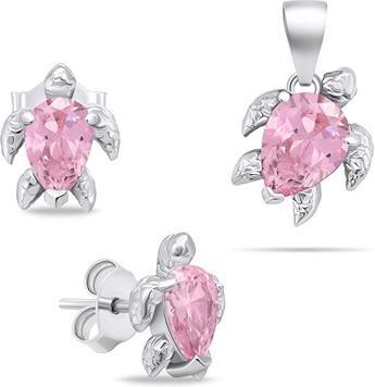 Brilio Playful Silver Jewelry Set with Zircons Turtle SET233WP (Earrings, Pendant)