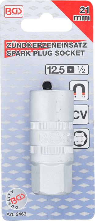 Produktbild BGS Zündkerzen-Einsatz mit Magnet, Sechskant Antrieb Innenvierkant 12,5 mm (1/2") SW 21 mm