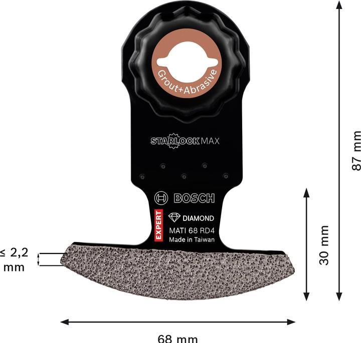 Produktbild Bosch Professional Zubehör EXPERT Corner Blade MATI 68 RD4 Blatt für Multifunktionswerkzeuge, 68 x 30 mm