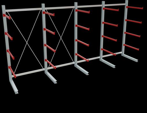 Image du produit Schulte Lagertechnik K 6000 Rayonnage de base à bras portants 5 montants - 1 face