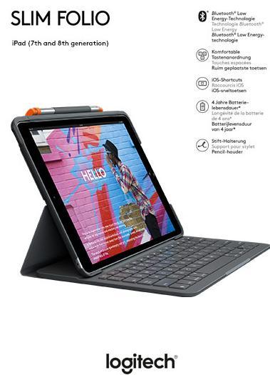 Produktbild Logitech Slim Folio (DE, iPad 2019 (7. Gen), iPad 2020 (8. Gen), iPad 2021 (9. Gen))