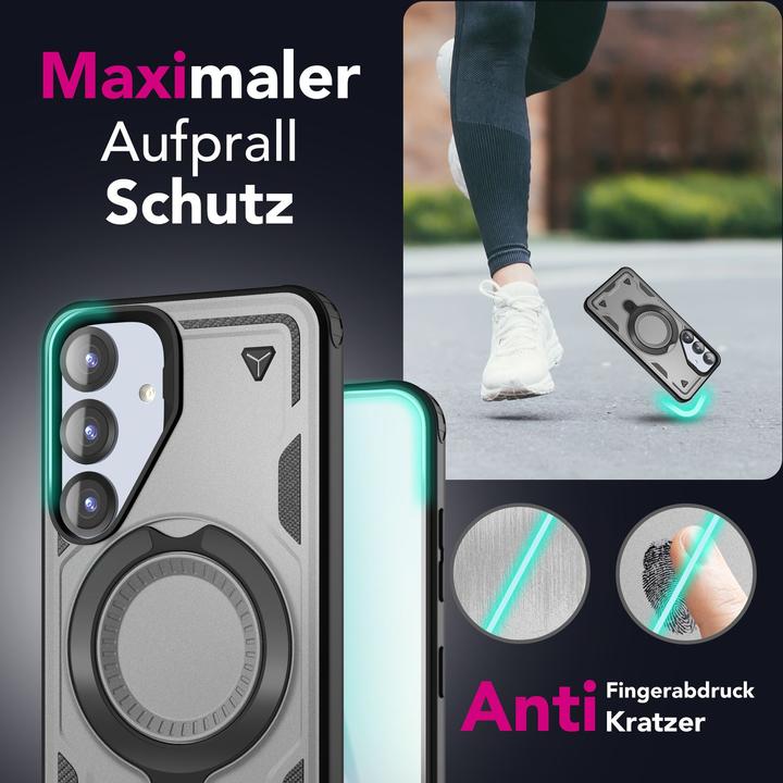 Produktbild Nalia Stormguard - Stossfeste Armor Ring Hülle für MagSafe - Military Kickstand Hardcase (Samsung Galaxy S25)