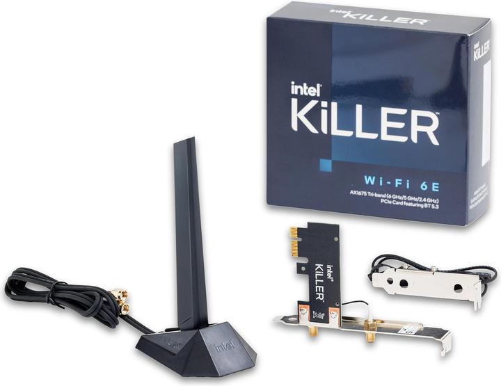 Produktbild Intel Killer Wi-Fi 6E AX1675, Interne, Sans fil, PCI Express, WLAN, Wi-Fi 6E (802.11ax), 2400 Mbit/s (Mini PCI Express)