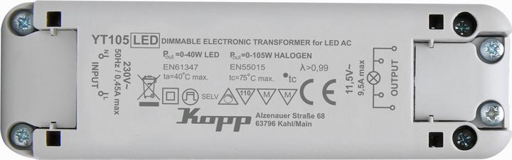 Actual product image Kopp Electronic transformer 0-105W/VA 202510093