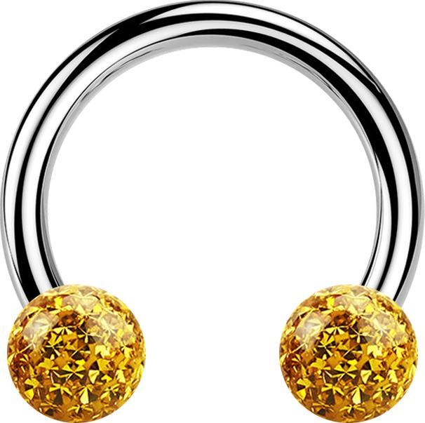 Image du produit Star Piercing Micro Circular Barbell argent avec deux boules de cristal topaze époxy de protection (sans laiton, Titane G23)