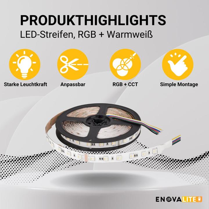 Actual product image Enovalite LED strips (Warm white, Multicoloured, Cold White, 500 cm, Indoor)