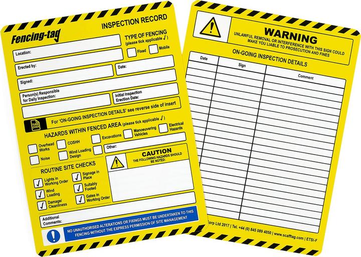ScaffTag Fencing tag inserts