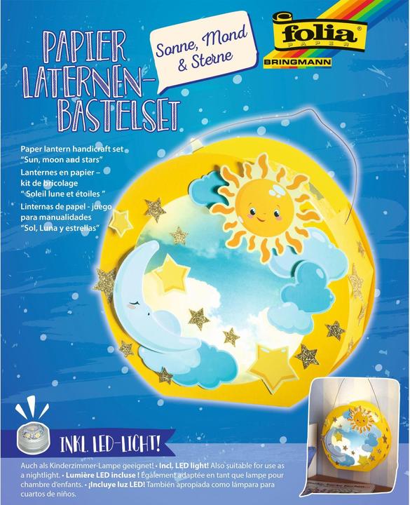 Produktbild Folia Papier Laternen-Bastelset Sonne, Mond, Sterne