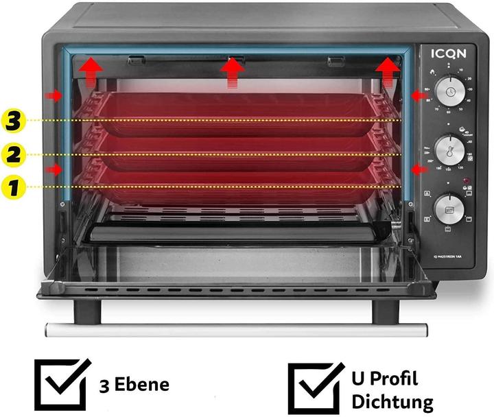 Produktbild Icqn 42 Liter Minibackofen Inox Grau