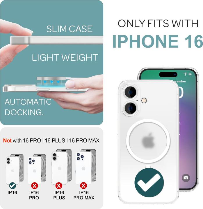 Actual product image Nalia Extremely thin 0.3mm hard case with MagSafe, matt cover (Apple iPhone 16)