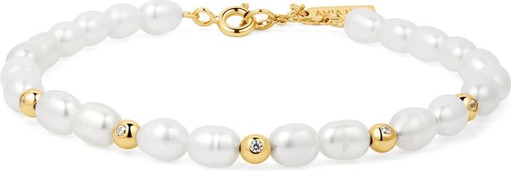 Produktbild Ania Haie Gold Freshwater Pearl and Bezel Set Armband (16.50 cm, 925er Silber)