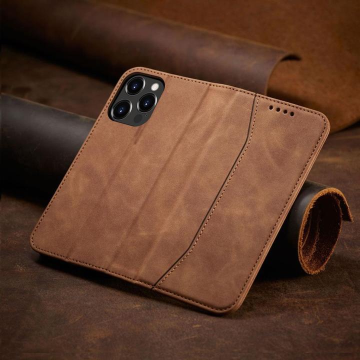 Actual product image Hurtel Magnet Fancy Case Case for iPhone 13 Pro Cover Card Wallet Card Stand Brown (Apple iPhone 13 Pro)