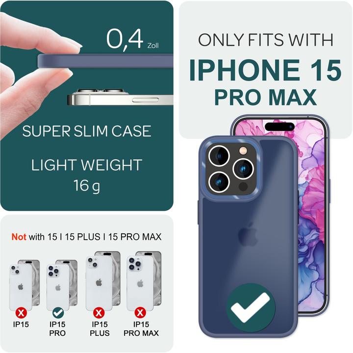 Immagine prodotto Nalia Manica ibrida opaca trasparente smerigliata (Apple iPhone 15 Pro)