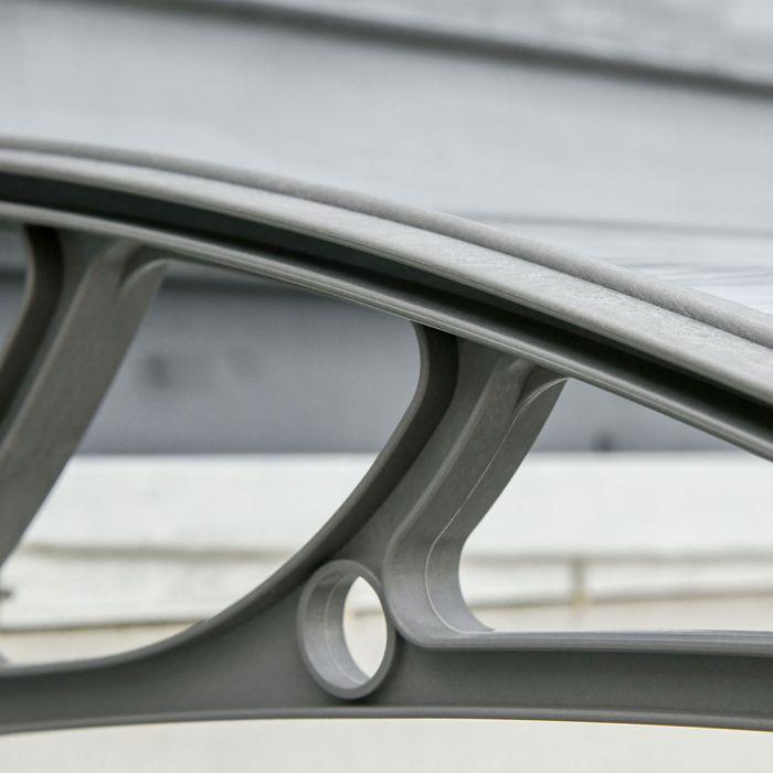 Immagine prodotto Swisshandel24 Vordach für Haustür 100 x 75 cm Pultbogenvordach aus Aluminium und Polycarbonat, silber
