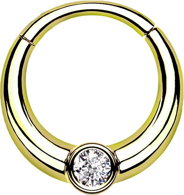 Image du produit Star Piercing Micro anneau segment pliable doré en bas plus épais avec cristal (sans laiton, Acier chirurgical 316L)