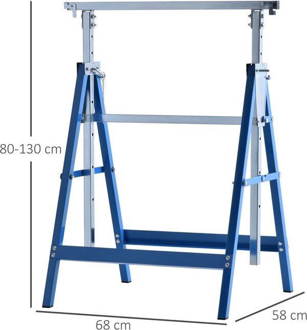 Actual product image Swisshandel24 2 x scaffolding trestle Folding trestle height-adjustable up to 200kg Steel blue 68 x 58 x 80-130 cm (58 cm, 68 cm)
