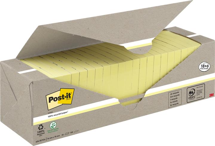 Image du produit Post-it Notes de recyclage (76 x 76 mm)