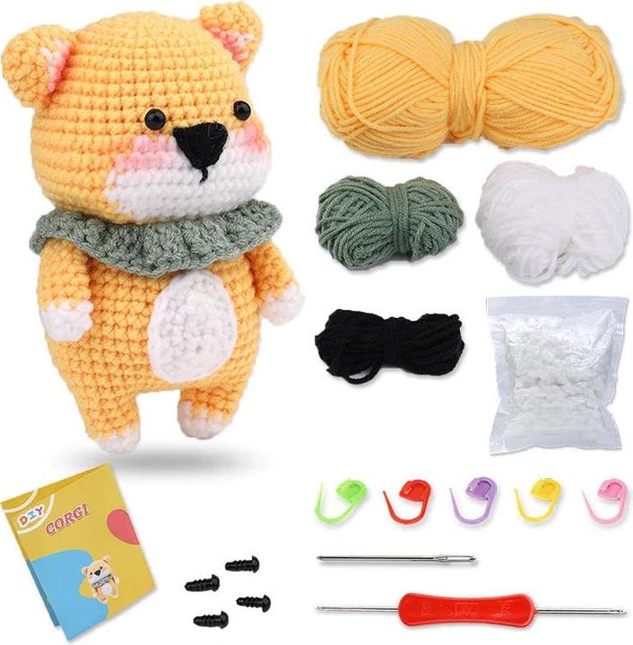Produktbild Activity Board Häkeltier-Set für Anfänger mit Baumwoll-Strickgarn Garn Nadeln Haken stricken Werkzeug-Set DIY
