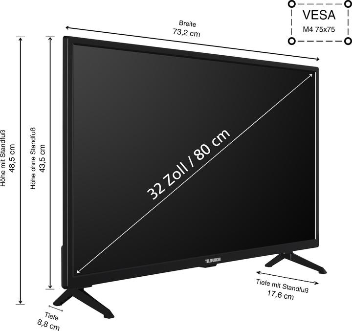 Produktbild Telefunken XH32SO550SD Smart TV 32 Zoll Fernseher (HD Smart TV, HDR, Triple-Tuner, DVD-Player) inkl. (32", LED, HD, 2024)