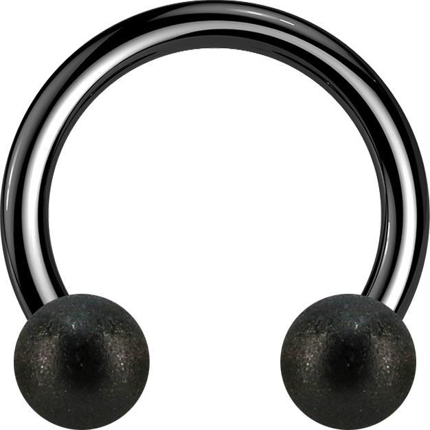 Produktbild Star Piercing Circular Barbell schwarz mit zwei Kugeln gesprenkelt (ohne Messing, Chirurgenstahl 316L)