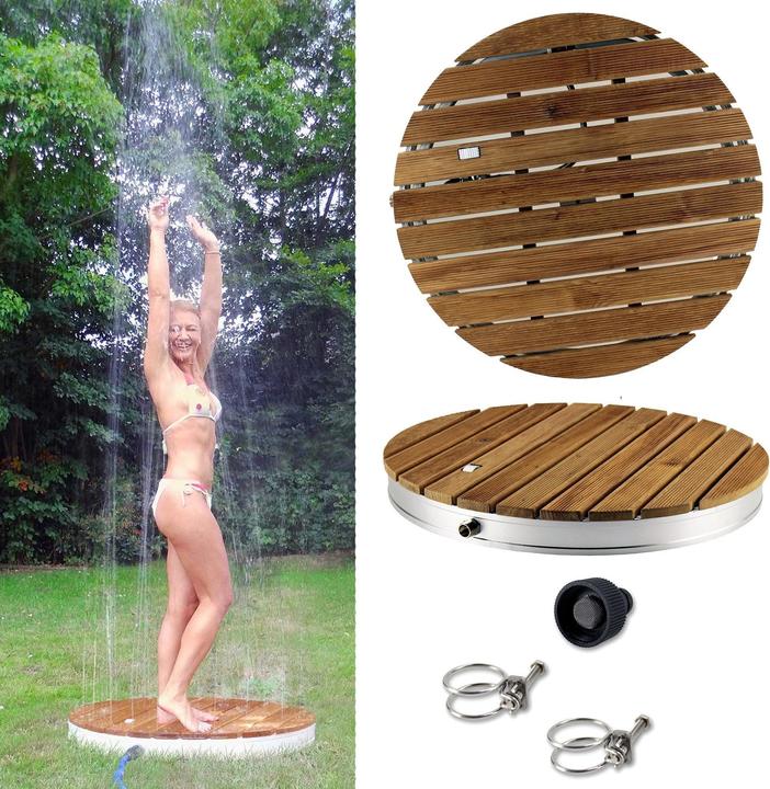 Tec Teak outdoor shower, round
