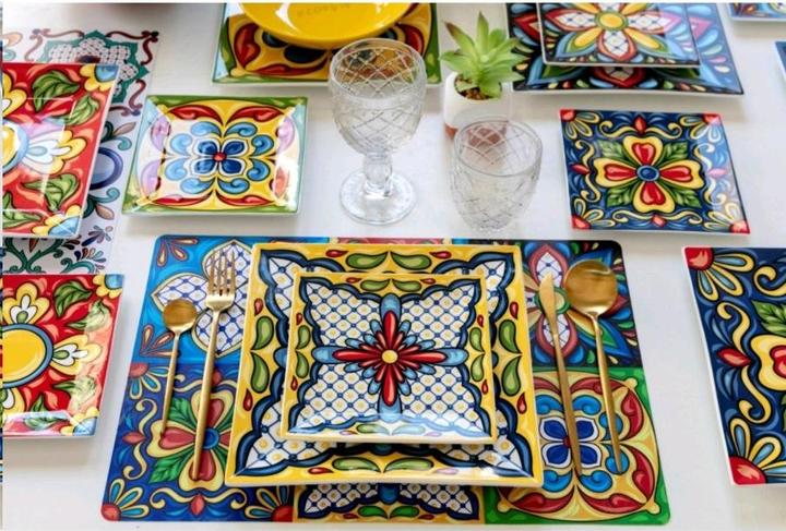 Actual product image Villa D'Este Home Tivoli Riviera Maya Tableware Set Porcelain and Stoneware 18pcs (6 Piece)
