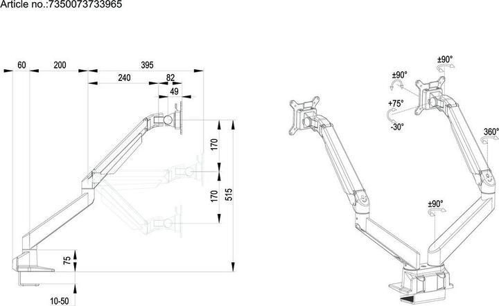 Image du produit Multibrackets Support d'écran Duo 32", alu, blanc, pivotant à 90 (Tables, 32")