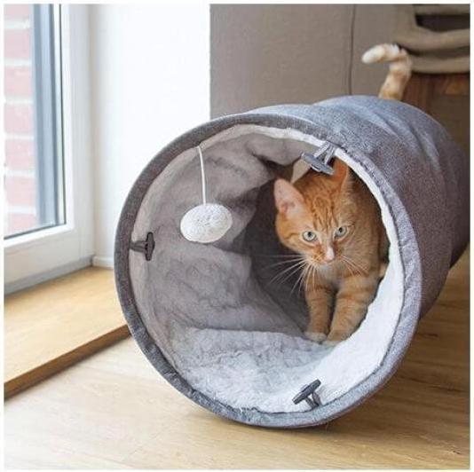 Image du produit CanadianCat Tunnel pour chats avec fourrure douillette grise (Tunnels pour chat)