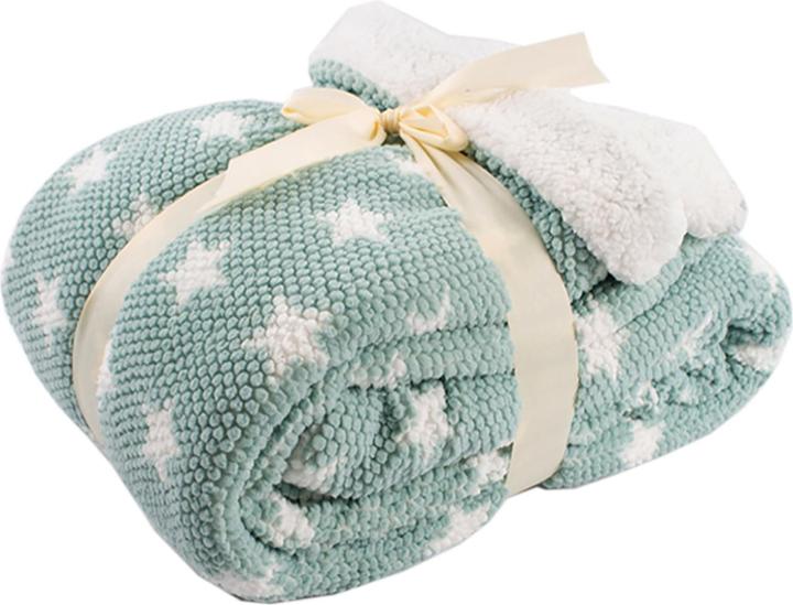 Actual product image Inda-Exclusiv Sherpa Blanket Sofa Blanket Cuddly Blanket Wool Blanket 150x200cm Stars (150 x 200 cm)