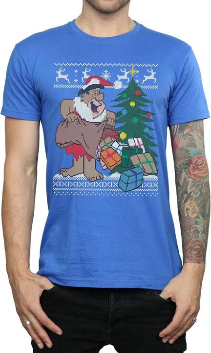 Actual product image The Flintstones Mens Christmas Fair Isle T-Shirt (L)