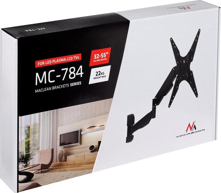 Produktbild Maclean MC-784 - VESA Monitor-/TV-Halter, 32-55", schwarz, 22 kg (Wand, 55", 21 kg)