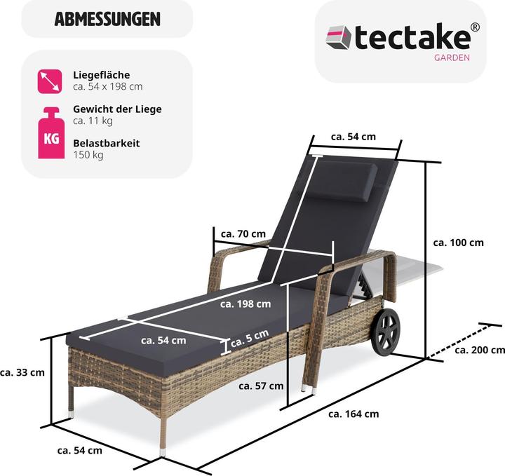 Produktbild tectake Sonnenliege (200 cm)