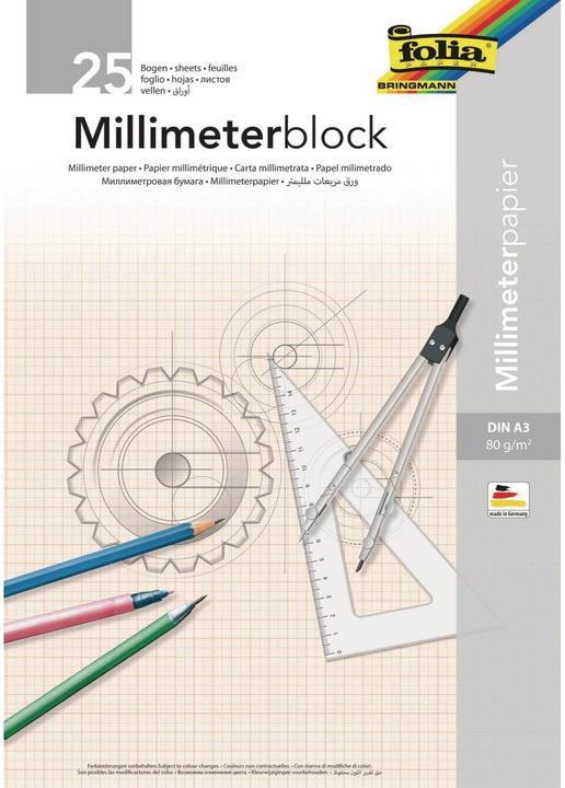 Actual product image Folia Millimeter paper block (A3, Checked)