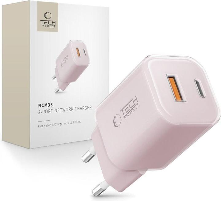 Produktbild Tech-Protect NCM33W 2-port PD33W/QC3.0 wall charger - pink (33 W)
