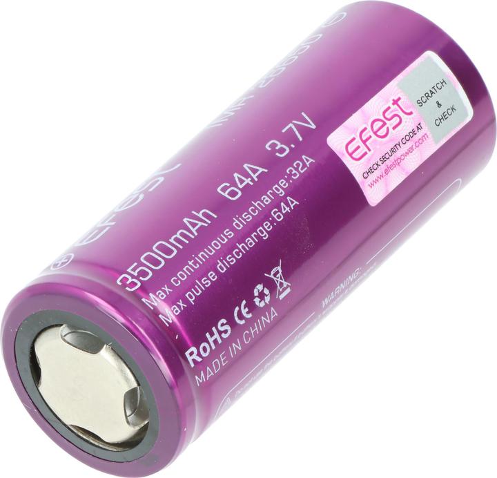 Produktbild Efest Akku Purple IMR26650 High Drain ungeschützt (1 Stk., 26650, 3500 mAh)