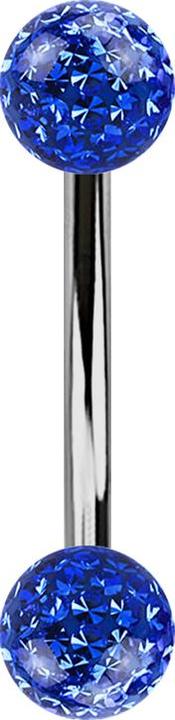 Produktbild Star Piercing Banane silber mit zwei Kristallkugeln dunkelblau Epoxy Schutzschicht (ohne Messing, Titan G23)