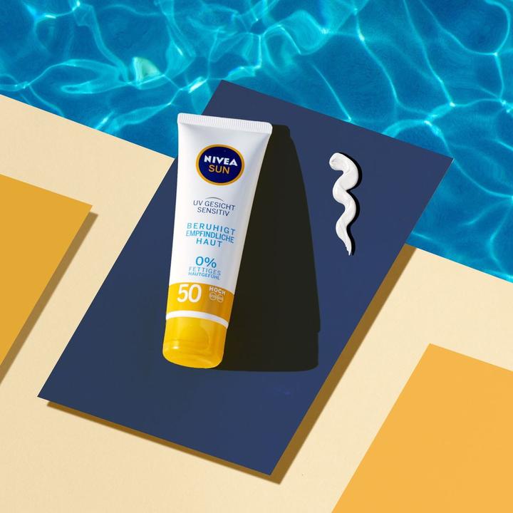 Actual product image NIVEA Sun, face cream, soothes irritation, SPF 50+, 50 ml (Suntan cream, SPF 50, 50 ml)