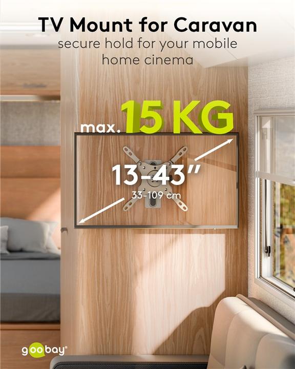 Produktbild Goobay TV-Wandhalterung Caravan TILT M, Silber (Wand, 43", 15 kg)