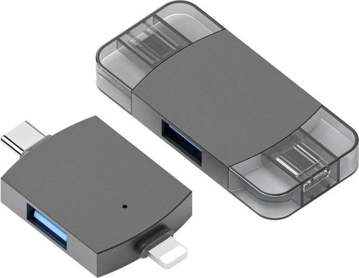 Produktbild PowerGuard 2-in-1 OTG USB-C Lightning to Dual USB 3.0 Adapter (USB Typ C, Lightning)
